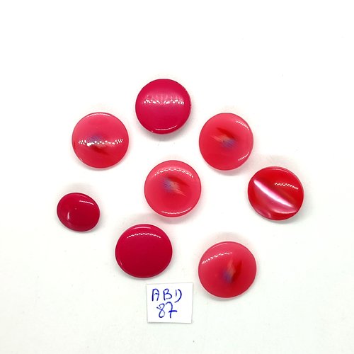 8 boutons en résine fuchsia / rose - 18mm et 13mm - abd87