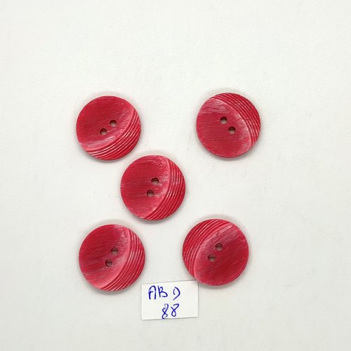 5 boutons en résine rose - 18mm - abd88