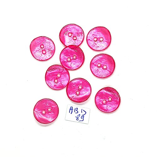 9 boutons en résine rose - 15mm - abd89