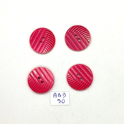 4 boutons en résine rose / fuchsia - 20mm - abd90