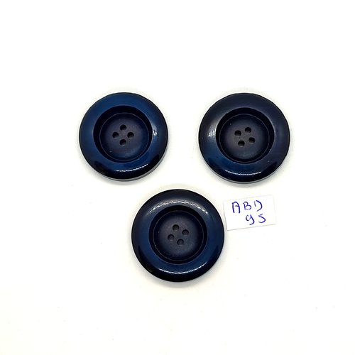 3 boutons en résine bleu foncé - 31mm - abd95