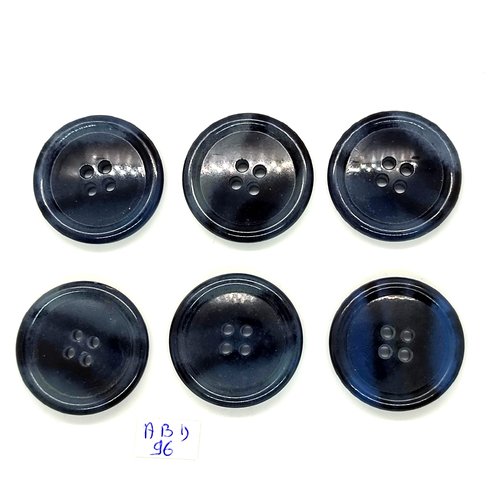 6 boutons en résine bleu / gris - 31mm - abd96