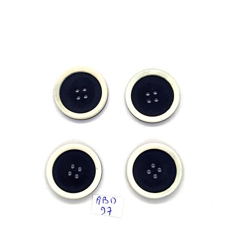 4 boutons en résine bleu et blanc - 27mm - abd97