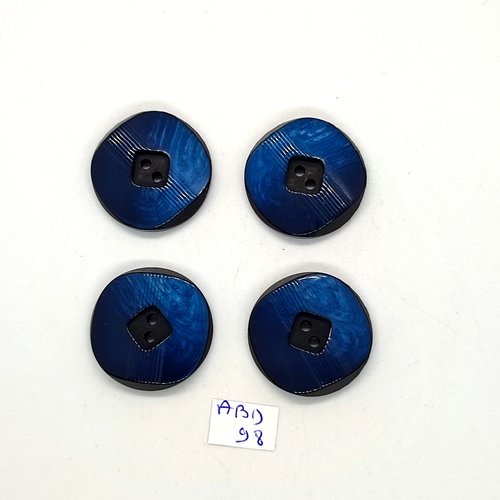 4 boutons en résine bleu - 28mm - abd98