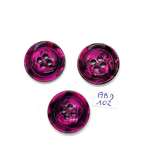 3 boutons en résine violet - 27mm - abd102