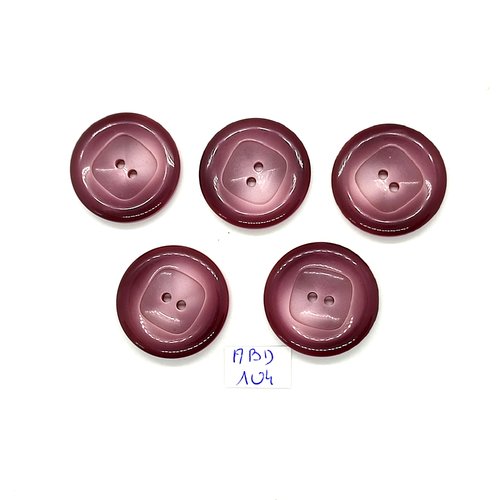 5 boutons en résine lilas / vieux rose - 28mm - abd104