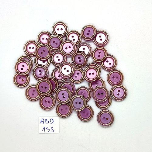 40 boutons en résine rose et doré - 12mm - abd125