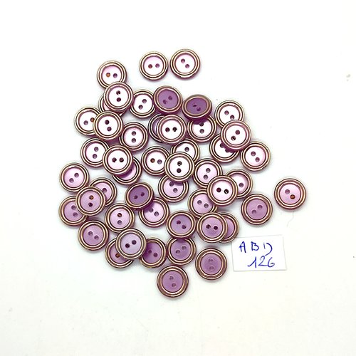 48 boutons en résine rose et doré - 10mm - abd126