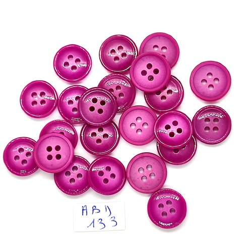22 boutons en résine rose foncé - 14mm - abd133