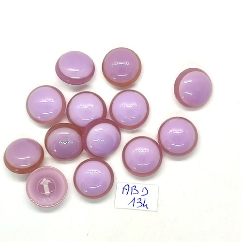 13 boutons en résine rose et transparent - 15mm - abd134