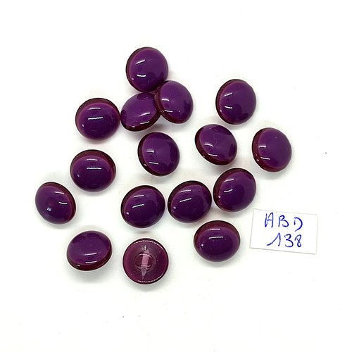 16 boutons en résine violet - 12mm - abd138
