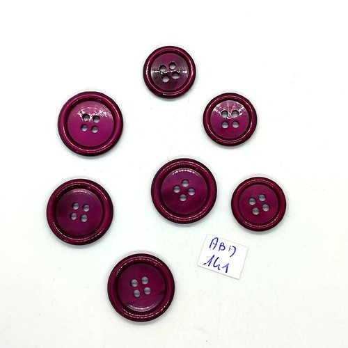 7 boutons en résine violet - 21mm et 17mm - abd141