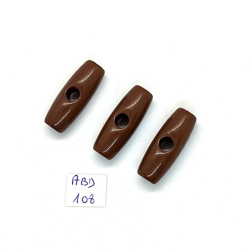 3 boutons brandebourg en résine taupe - 11x30mm - abd108