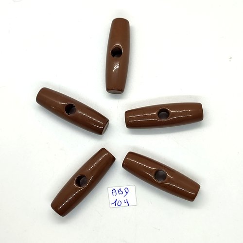 5 boutons brandebourg en résine taupe / kaki - 12x40mm - abd109