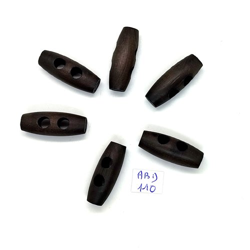 6 boutons brandebourg en résine marron très foncé - 12x30mm - abd110