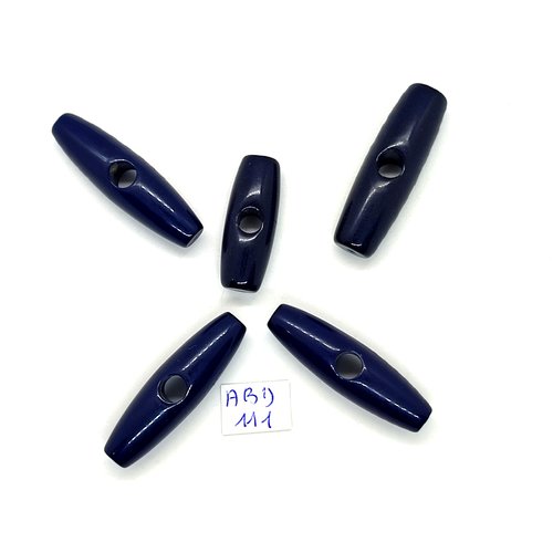 5 boutons brandebourg en résine bleu foncé - 11x30mm et 11x40mm - abd111