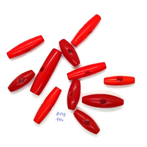 11 boutons brandebourg en résine rouge - taille diverse - abd114