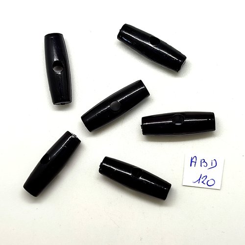 6 boutons brandebourg en résine noir - 10x30mm - abd120