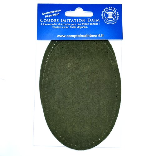 1 paire de coude vert - imitation daim - 14,5x 10cm - abd176