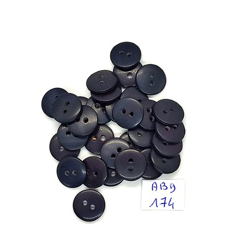 30 boutons en résine noir - 13mm - abd174