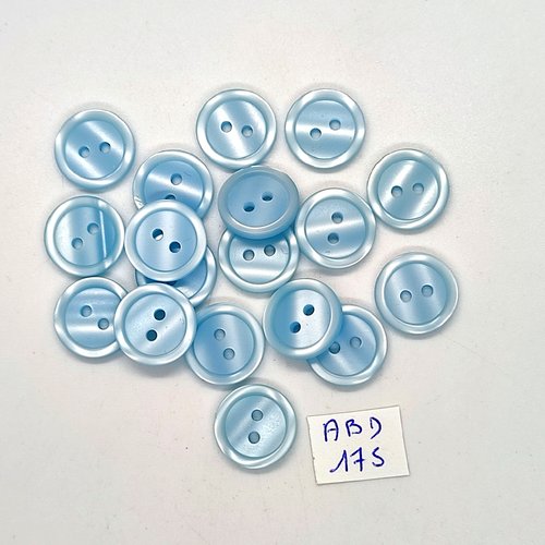 18 boutons en résine bleu clair - 15mm - abd175
