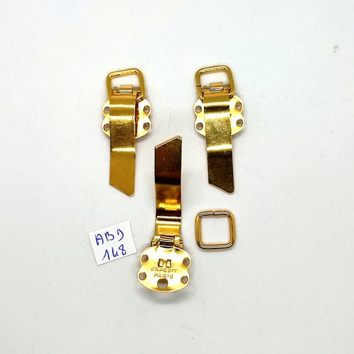 3 attaches en métal doré - 45x20mm - abd148