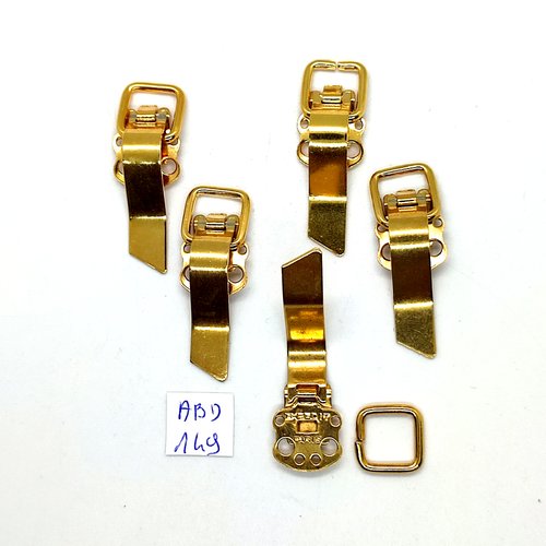 5 attaches en métal doré - 40x15mm - abd149