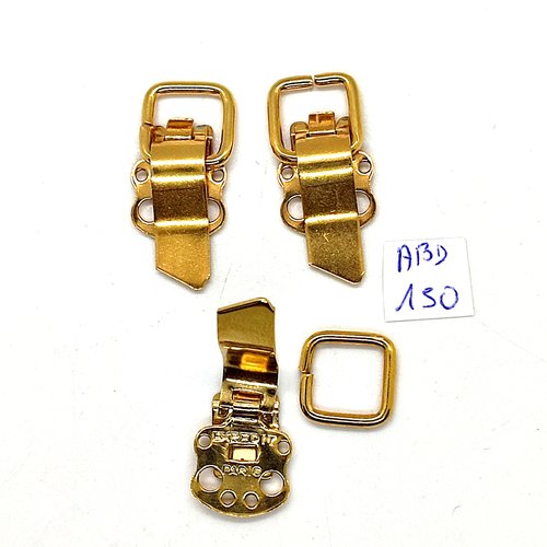 3 attaches en métal doré - 30x15mm - abd150