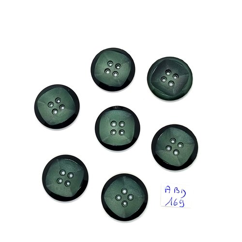 7 boutons en résine vert - 22mm - abd169