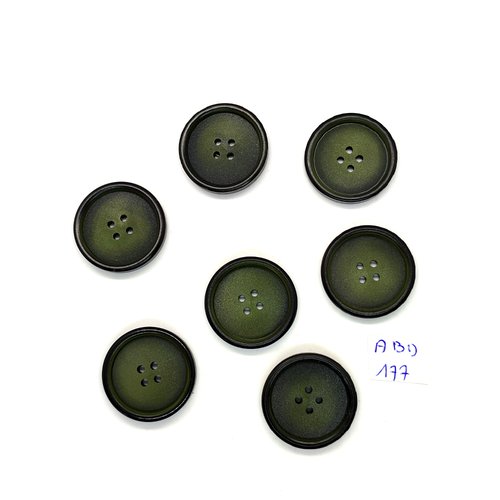 7 boutons en résine vert - 27mm - abd177