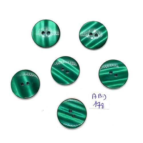 5 boutons en résine vert - 23mm - abd178