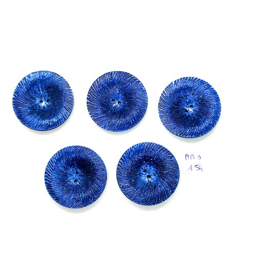 5 boutons en résine bleu - vintage - 35mm - abd154