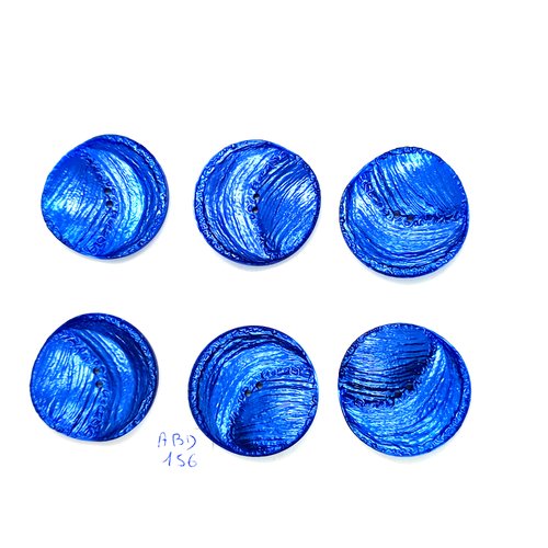 6 boutons en résine bleu - vintage - 34mm - abd156
