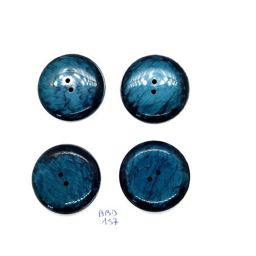 4 boutons en résine bleu / vert - vintage - 40mm - abd157