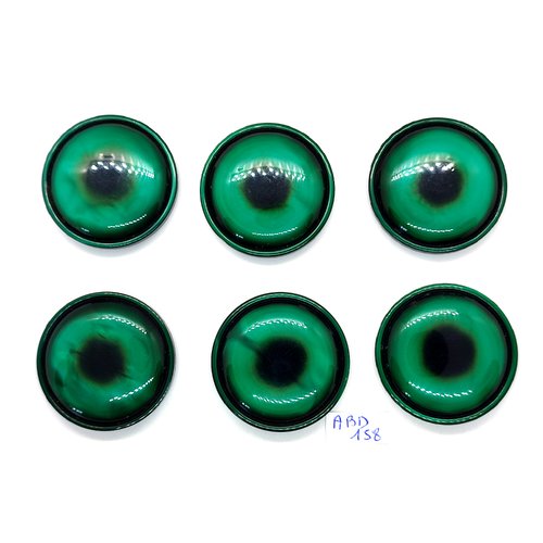 6 boutons en résine vert - vintage - 39mm - abd158