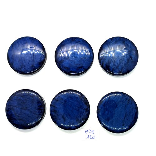 6 boutons en résine bleu - vintage - 40mm - abd160