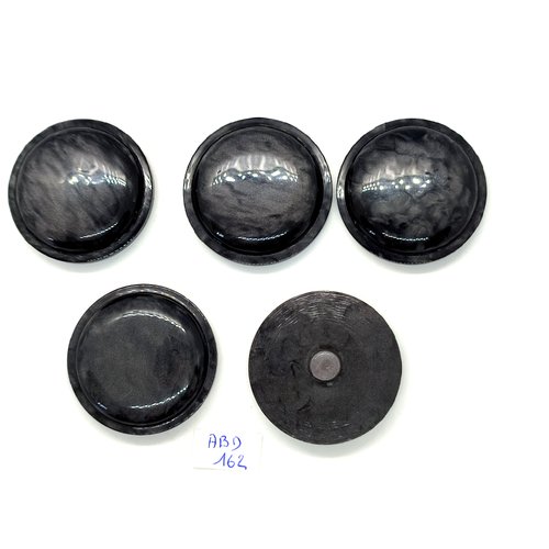 5 boutons en résine gris foncé - vintage - 39mm - abd162