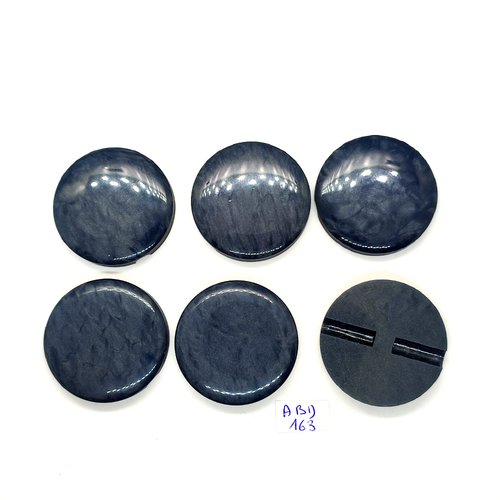 6 boutons en résine bleu / gris - vintage - 40mm - abd163