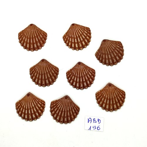 8 boutons fantaisie en résine marron (coquillage) - 22mm - abd198