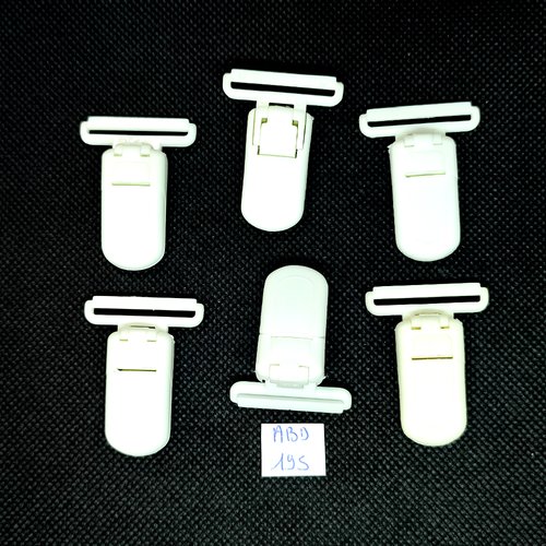 6 attaches en résine blanc - 47mm - abd195