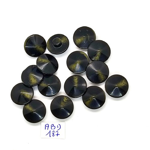 15 boutons en résine vert - 15mm - abd187