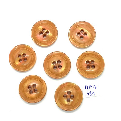 7 boutons en résine beige / marron clair - 28mm - abd189