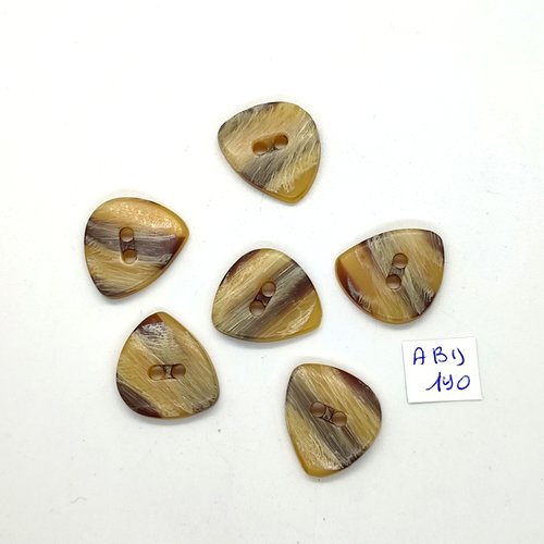 6 boutons en résine beige et marron - entre 21mm et 24mm - abd190