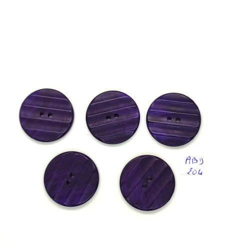 5 boutons en résine violet - 27mm - abd204