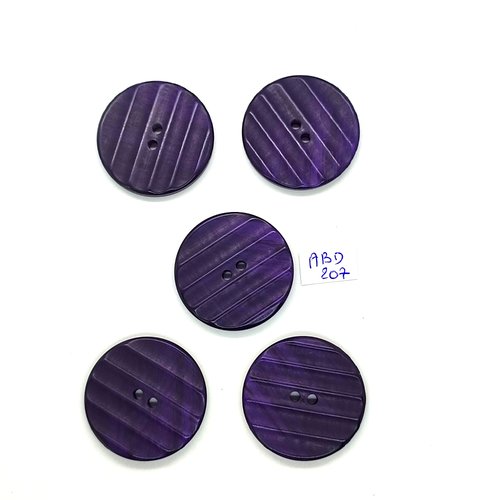5 boutons en résine violet - 34mm - abd207