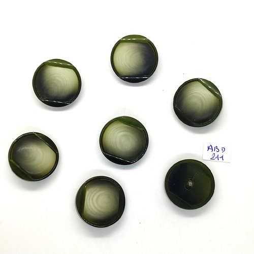 7 boutons en résine vert - 26mm - abd211
