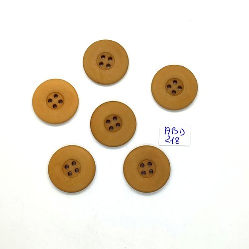6 boutons en résine beige foncé - 23mm - abd218