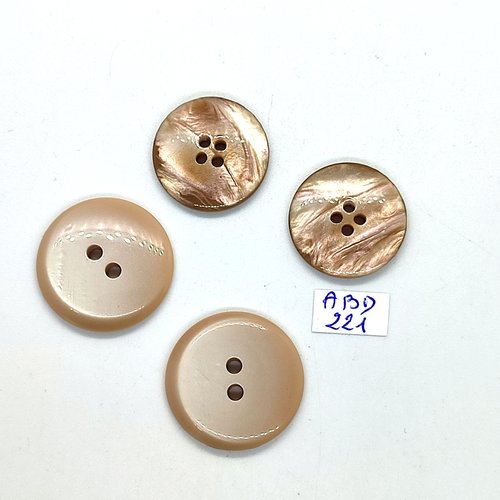 4 boutons en résine beige - 23mm et 27mm - abd221
