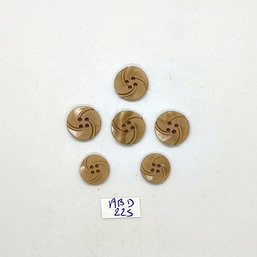 6 boutons en résine beige - 14mm - abd225