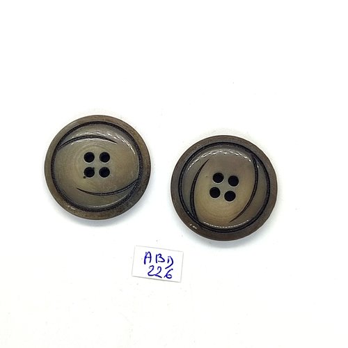 2 boutons en résine gris et noir - 30mm - abd226